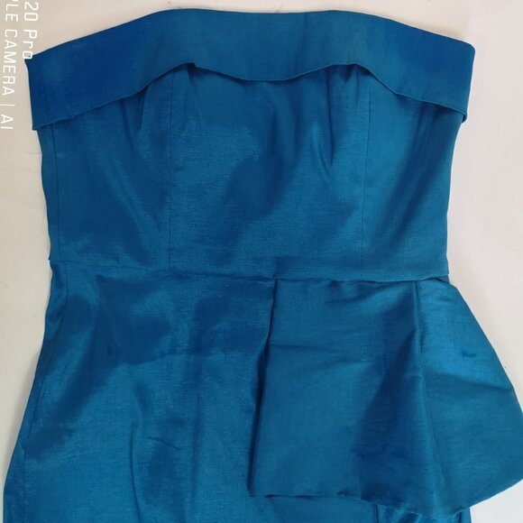 90s VINTAGE Light Blue Minimalist Calvin Klein StraplessDress | TheStyleMinr.com - Picture 8 of 11